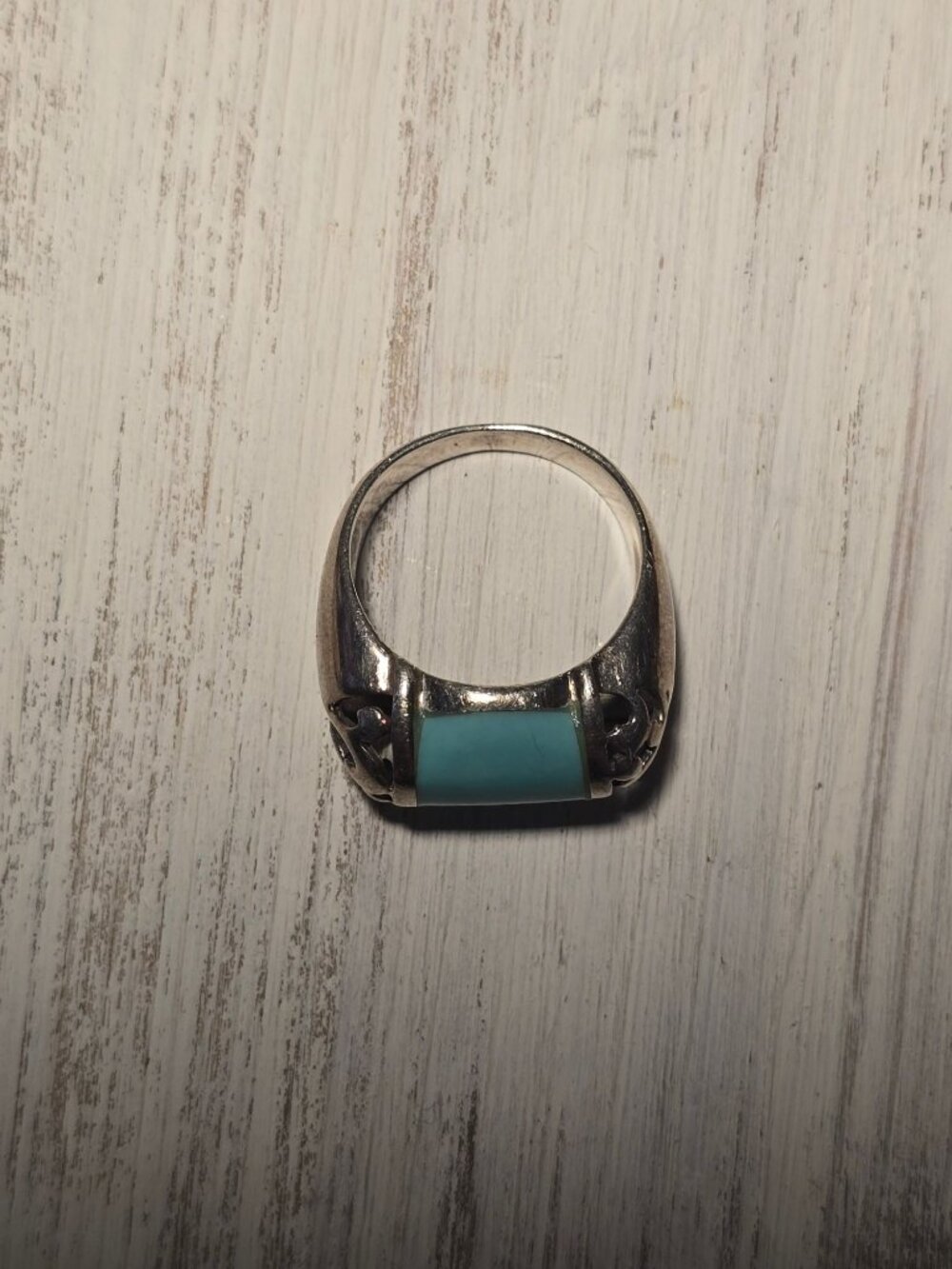 Vintage 1990's 925 Sterling Silver Turquoise Inlay Southwestern Statement Ring - Picture 3 of 7
